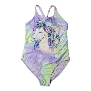 Wonder Nation - Girls Unicorn One- Piece Swimsuit About Size 4 Please See Pics